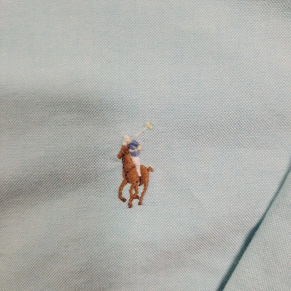 Polo Ralph Lauren Shirt Mens XL Blue Solid Long Sleeve Button Down Slim Fit
